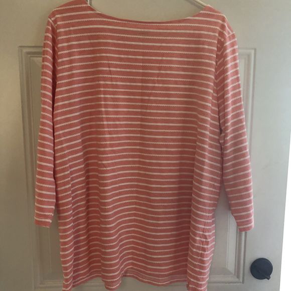 Peace and Pearls Shirt Womens Size XXL Pink And White Striped Excellent Cond - Picture 3 of 3